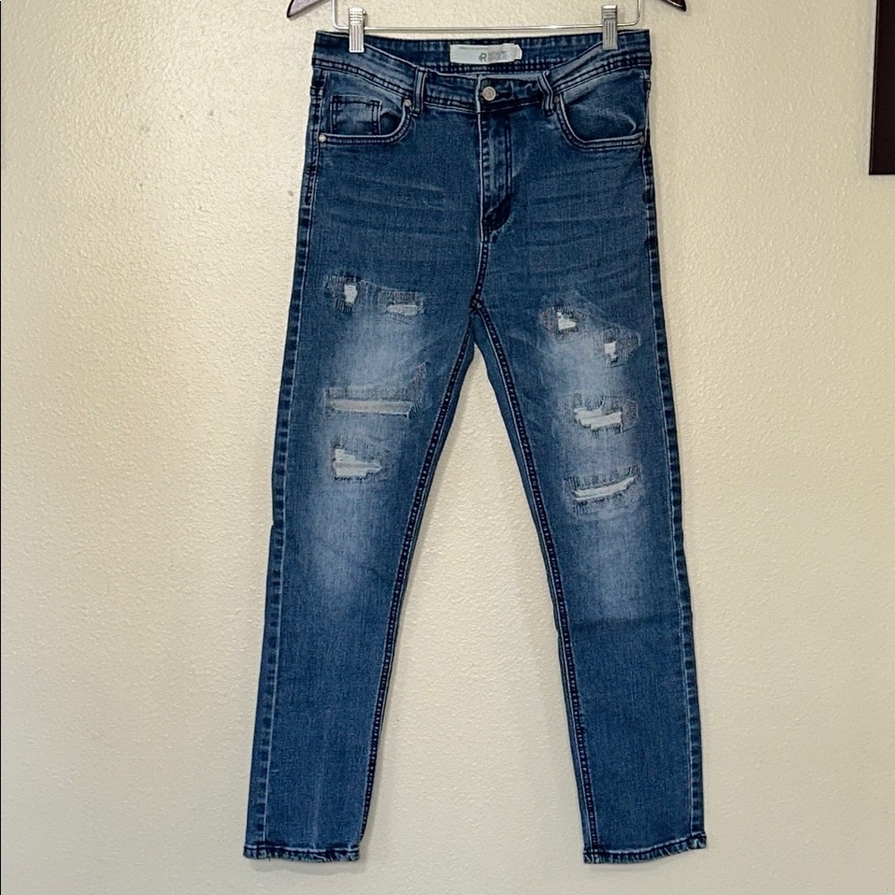REFINERY REPUBLIC |Blue Skinny Jeans with Distressed 32X30